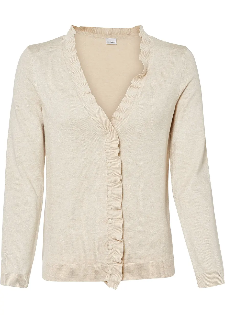 Feinstrickjacke in beige von vorne - bonprix Feinstrickjacke in beige von vorne - bonprix