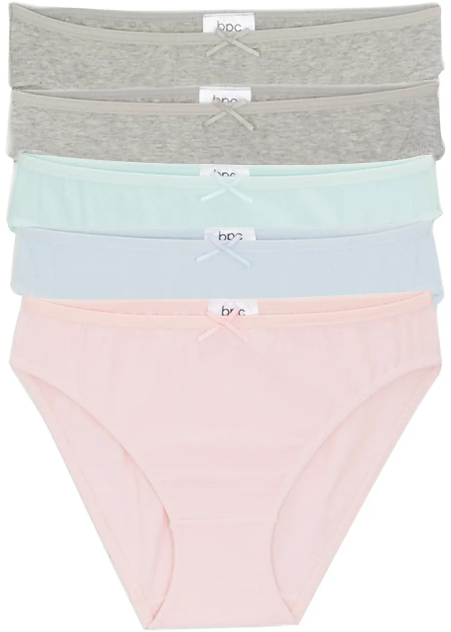 Mädchen Slip (5er Pack) in grau von vorne - bonprix Mädchen Slip (5er Pack) in grau von vorne - bonprix