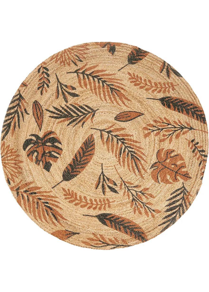 Runder Teppich mit Blättern in beige - bpc living bonprix collection Runder Teppich mit Blättern in beige - bpc living bonprix collection
