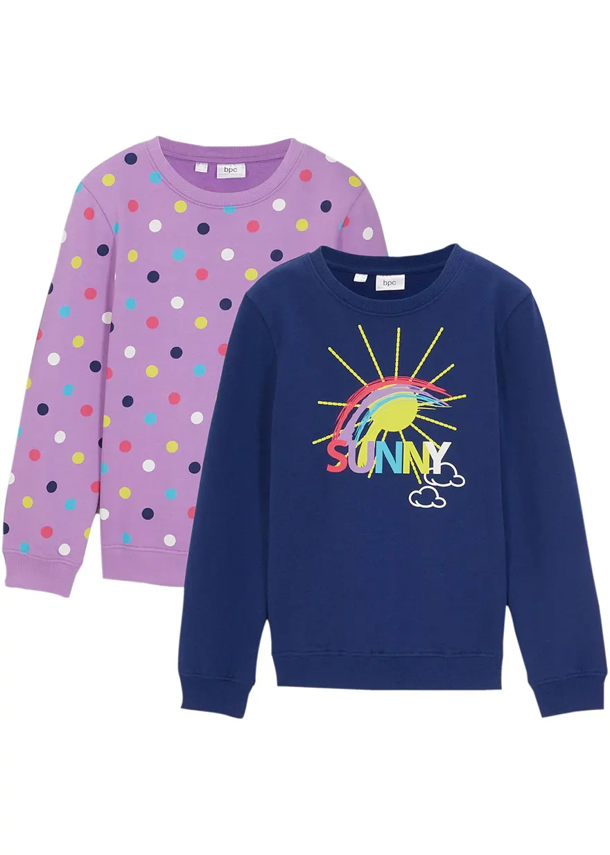 Sweatshirt aus reiner Bio-Baumwolle (2er Pack) in blau von vorne - bonprix Sweatshirt aus reiner Bio-Baumwolle (2er Pack) in blau von vorne - bonprix