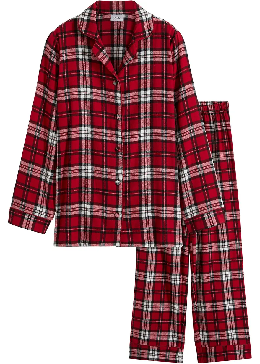 Gewebter Pyjama aus Flanell in rot von vorne - bonprix Gewebter Pyjama aus Flanell in rot von vorne - bonprix