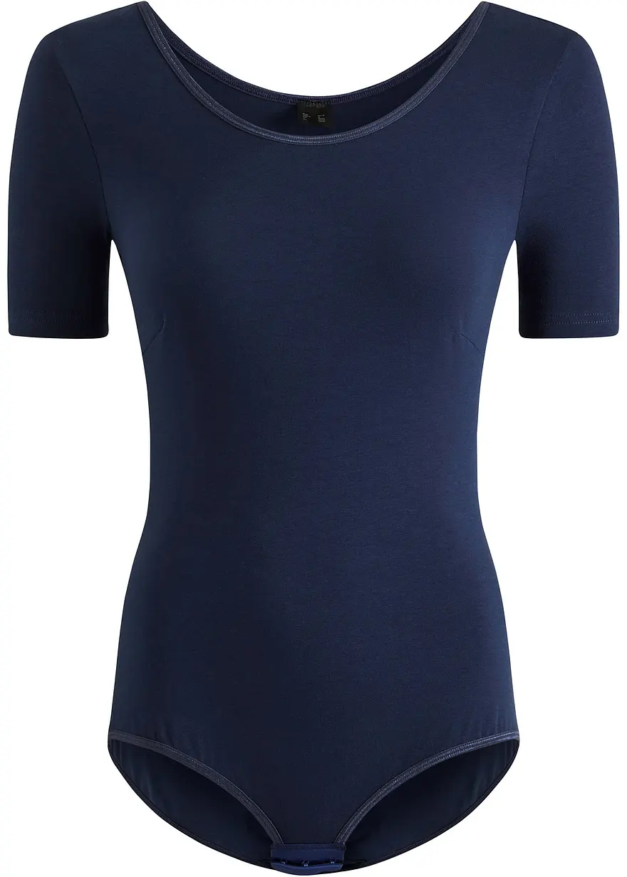 Halbarm Body mit Baumwolle in blau von vorne - bonprix Halbarm Body mit Baumwolle in blau von vorne - bonprix