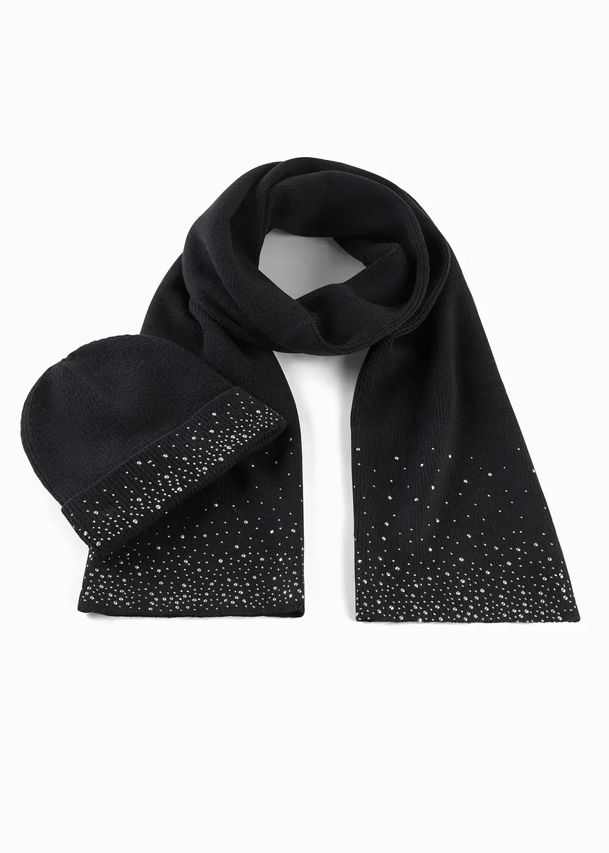 Schal und Mütze (2-tlg.Set) in schwarz - bonprix Schal und Mütze (2-tlg.Set) in schwarz - bonprix