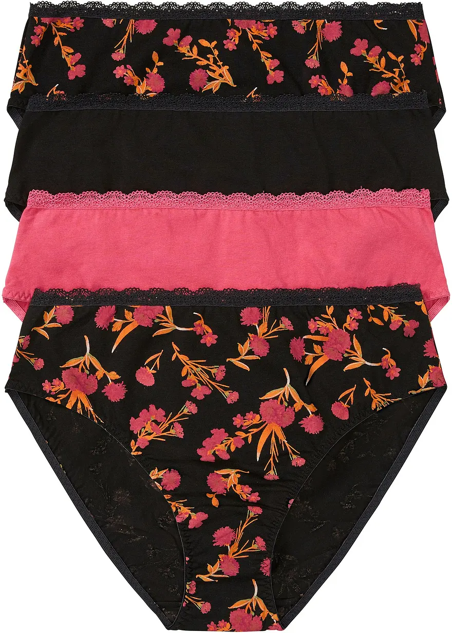 Maxislip mit Bio-Baumwolle (4er Pack) in schwarz von vorne - bonprix Maxislip mit Bio-Baumwolle (4er Pack) in schwarz von vorne - bonprix