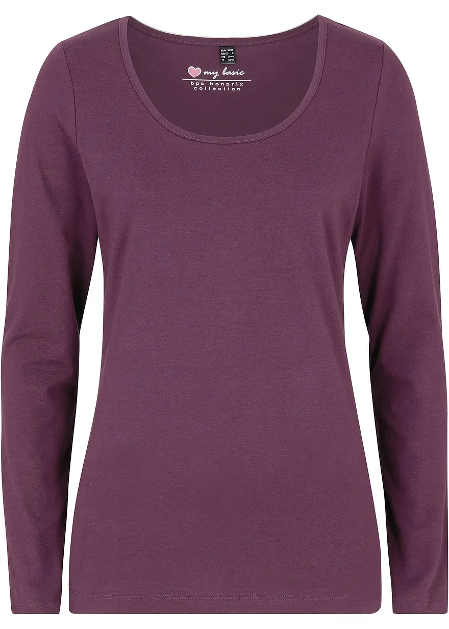 Figurbetontes Langarmshirt in lila von vorne - bonprix Figurbetontes Langarmshirt in lila von vorne - bonprix