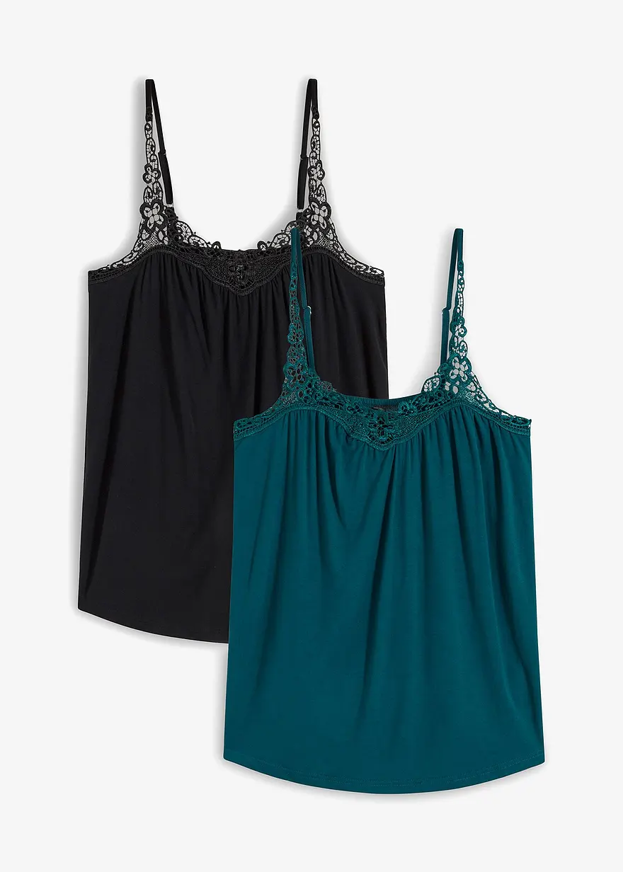 Top (2er-Pack) in schwarz von vorne - bonprix Top (2er-Pack) in schwarz von vorne - bonprix