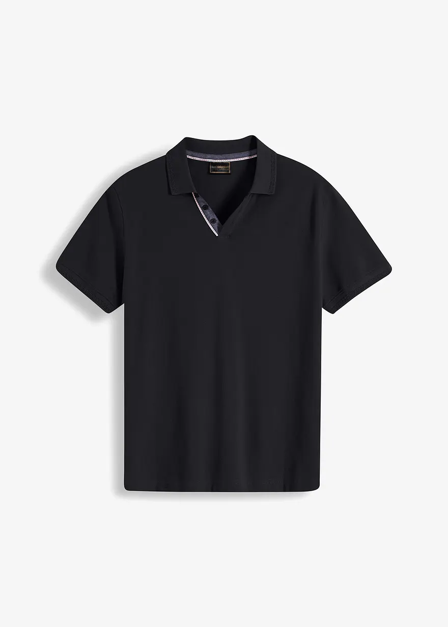 Piqué-Poloshirt aus reiner Bio-Baumwolle, Kurzarm in schwarz von vorne - bonprix Piqué-Poloshirt aus reiner Bio-Baumwolle, Kurzarm in schwarz von vorne - bonprix