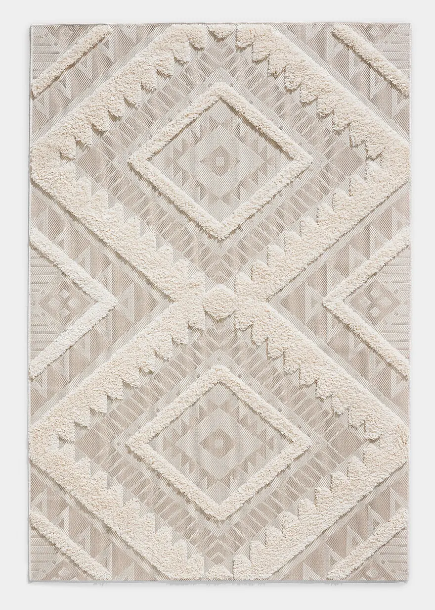 In- und Outdoor Hochflor Teppich mit plastischer Musterung in beige - bonprix In- und Outdoor Hochflor Teppich mit plastischer Musterung in beige - bonprix