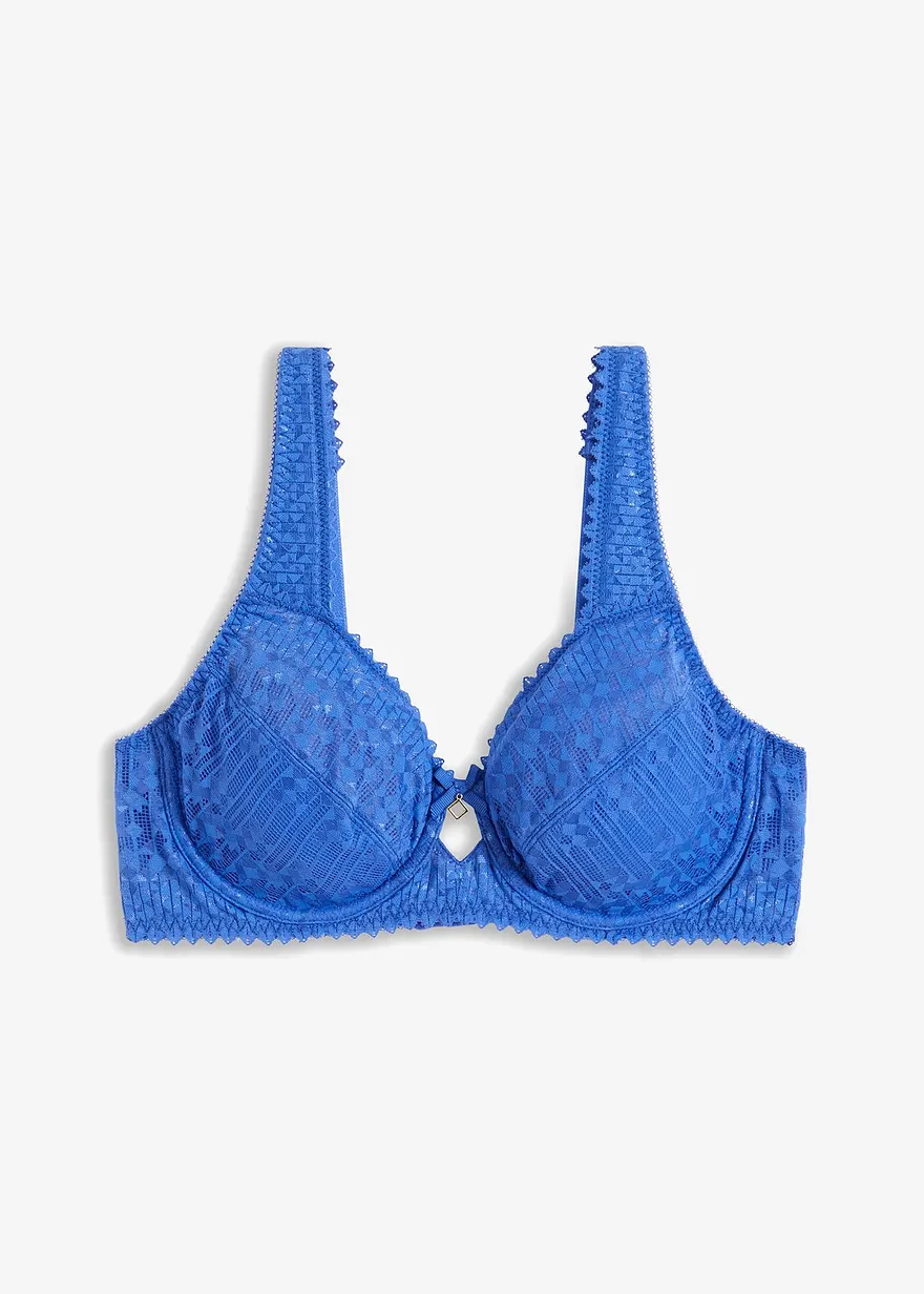 Bügel-BH mit gepolsterten Trägern in blau von vorne - bonprix Bügel-BH mit gepolsterten Trägern in blau von vorne - bonprix