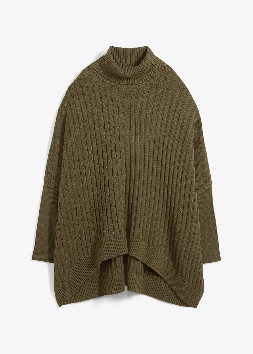 Oversize-Poncho Pullover in grün von vorne - bonprix Oversize-Poncho Pullover in grün von vorne - bonprix