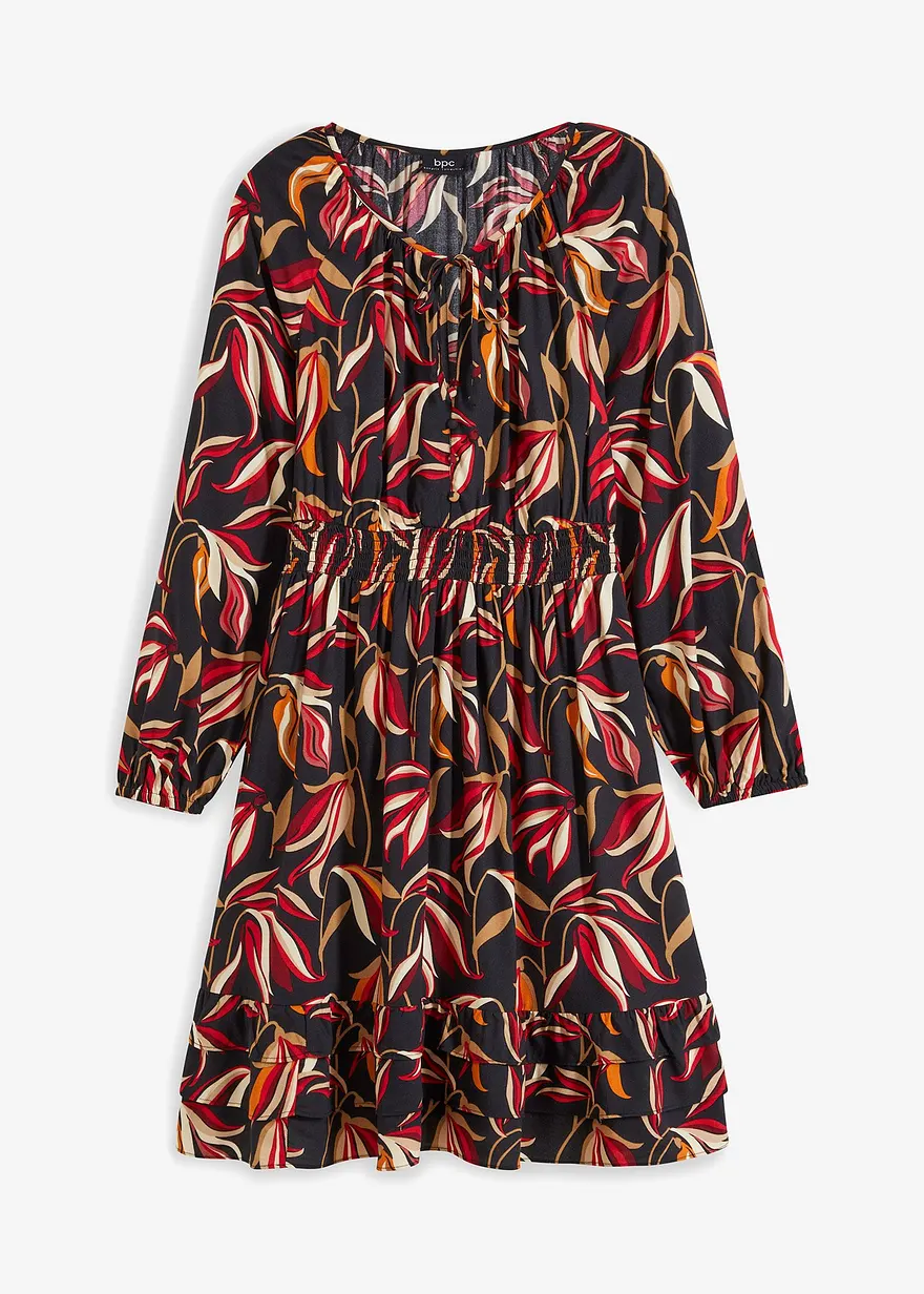 Tunika-Kleid mit Smockbund in schwarz von vorne - bonprix Tunika-Kleid mit Smockbund in schwarz von vorne - bonprix