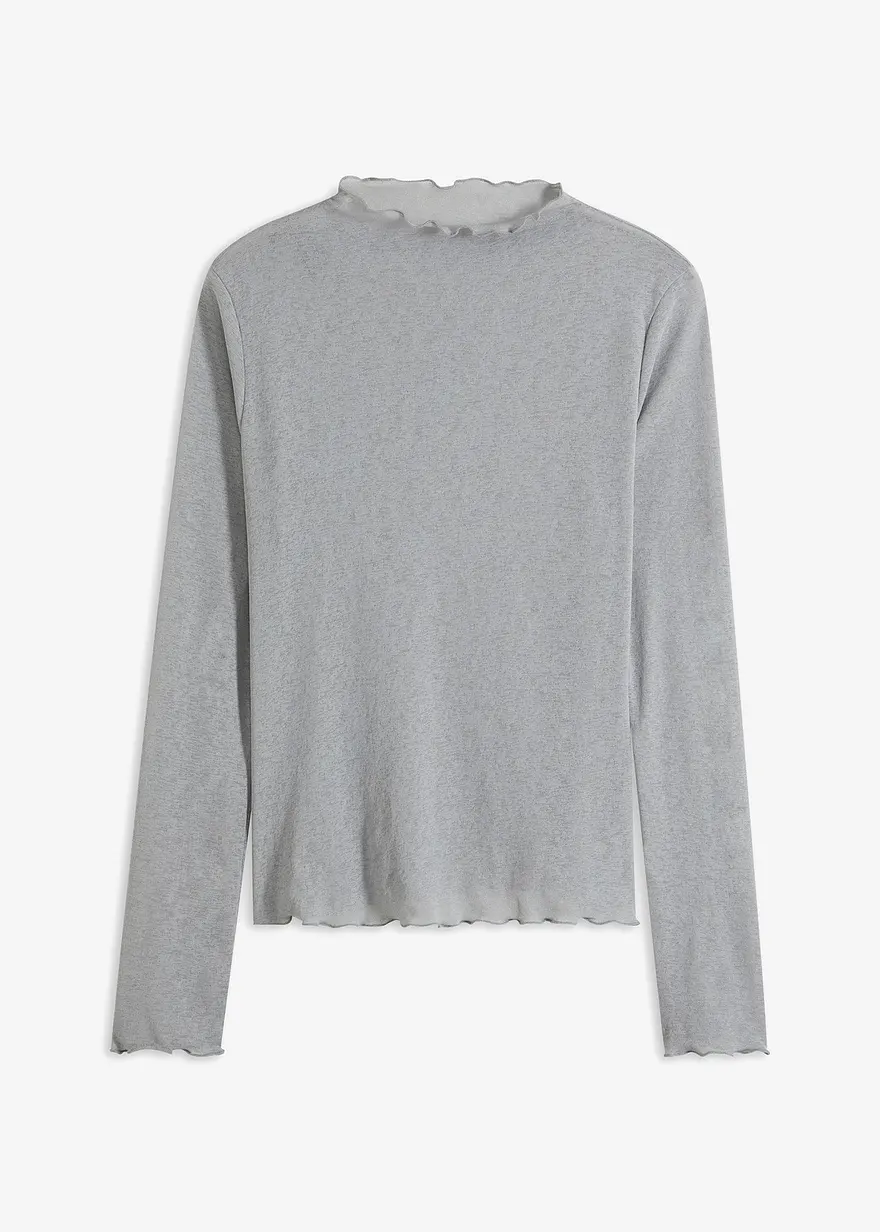 Transparentes Langarmshirt in grau von vorne - bonprix Transparentes Langarmshirt in grau von vorne - bonprix