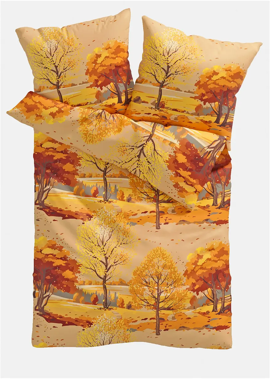 Bettwäsche mit Herbstlandschaft in orange von vorne - bonprix Bettwäsche mit Herbstlandschaft in orange von vorne - bonprix