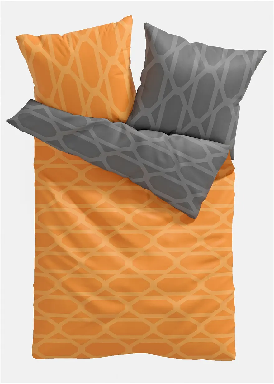 Wendebettwäsche mit grafischem Design in gelb von vorne - bonprix Wendebettwäsche mit grafischem Design in gelb von vorne - bonprix