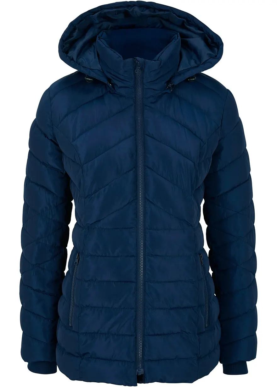 Leichte Steppjacke mit abnehmbarer Kapuze in blau von vorne - bonprix Leichte Steppjacke mit abnehmbarer Kapuze in blau von vorne - bonprix