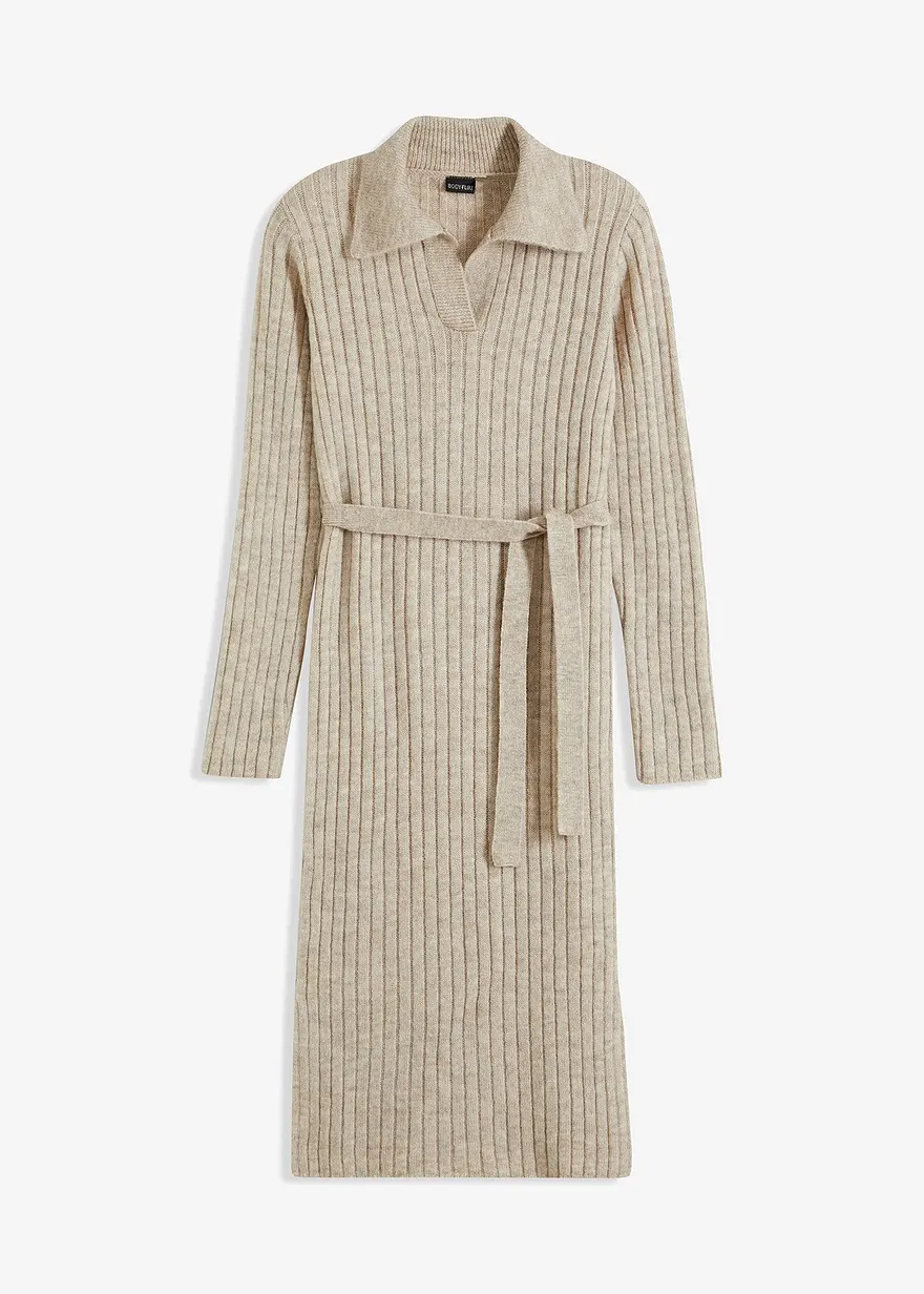 Strickkleid in beige von vorne - bonprix Strickkleid in beige von vorne - bonprix