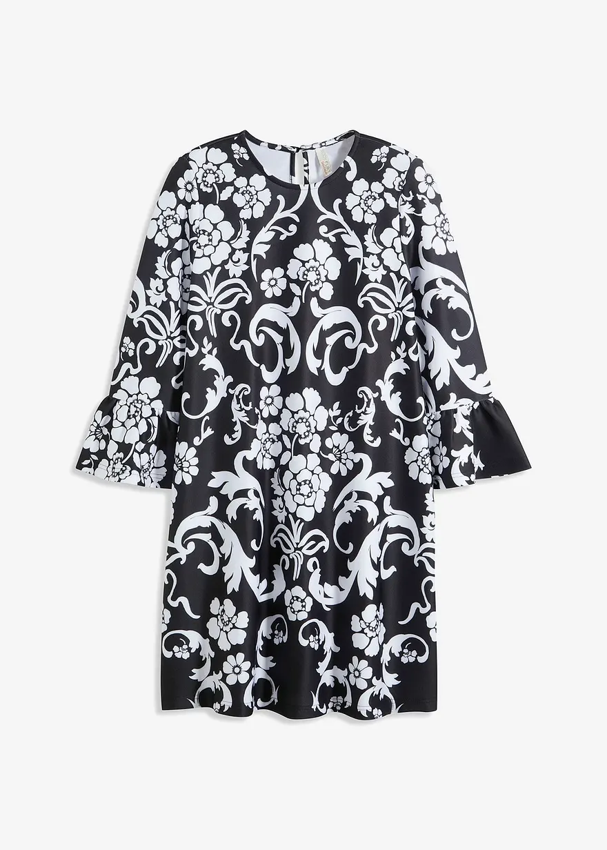 Minikleid aus fester Scuba-Qualität in schwarz von vorne - bonprix Minikleid aus fester Scuba-Qualität in schwarz von vorne - bonprix