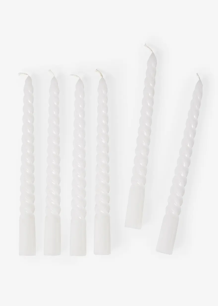 Stabkerzen in gedrehter Form (6er Pack) in weiß von vorne - bonprix Stabkerzen in gedrehter Form (6er Pack) in weiß von vorne - bonprix