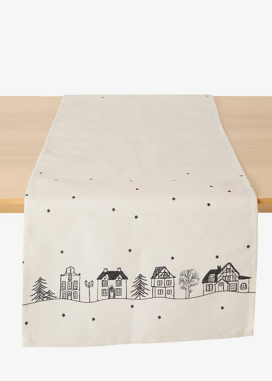 Tischläufer mit Winter Motiv, wasserabweisend in weiß von vorne - bonprix Tischläufer mit Winter Motiv, wasserabweisend in weiß von vorne - bonprix