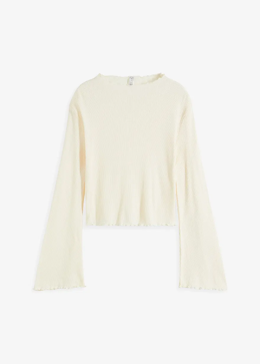 Rippshirt aus reiner Baumwolle in beige von vorne - bonprix Rippshirt aus reiner Baumwolle in beige von vorne - bonprix