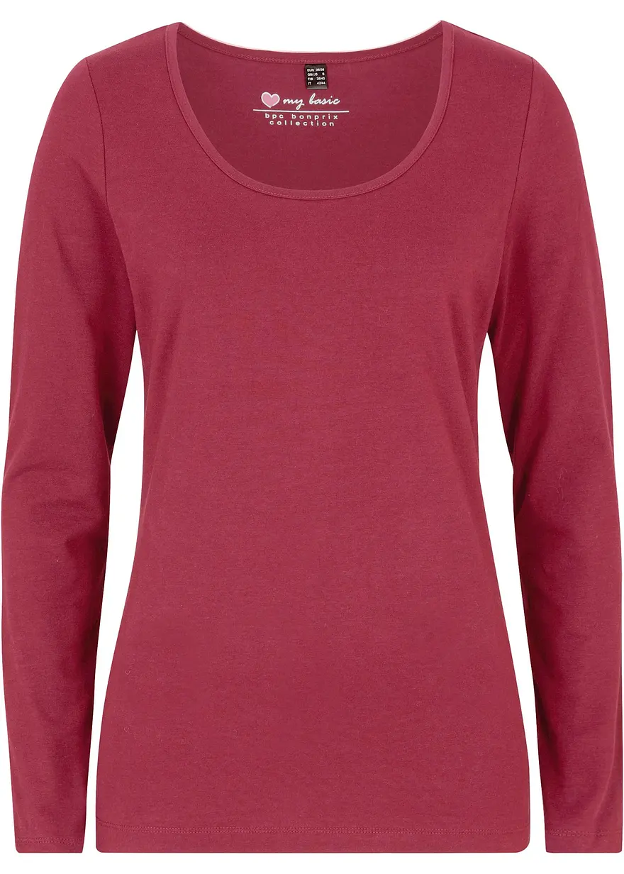 Figurbetontes Langarmshirt in rot von vorne - bonprix Figurbetontes Langarmshirt in rot von vorne - bonprix