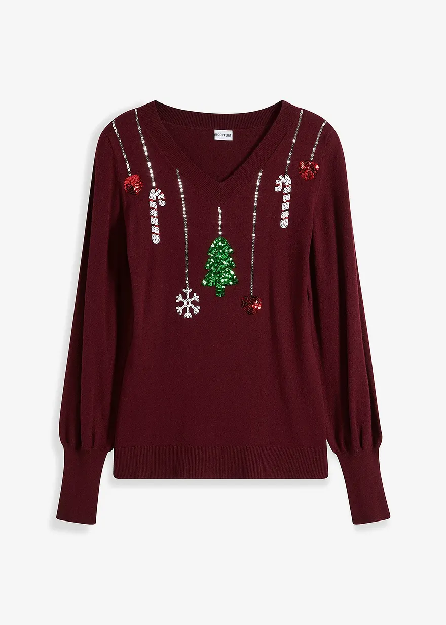 Feinstrickpullover in rot von vorne - bonprix Feinstrickpullover in rot von vorne - bonprix