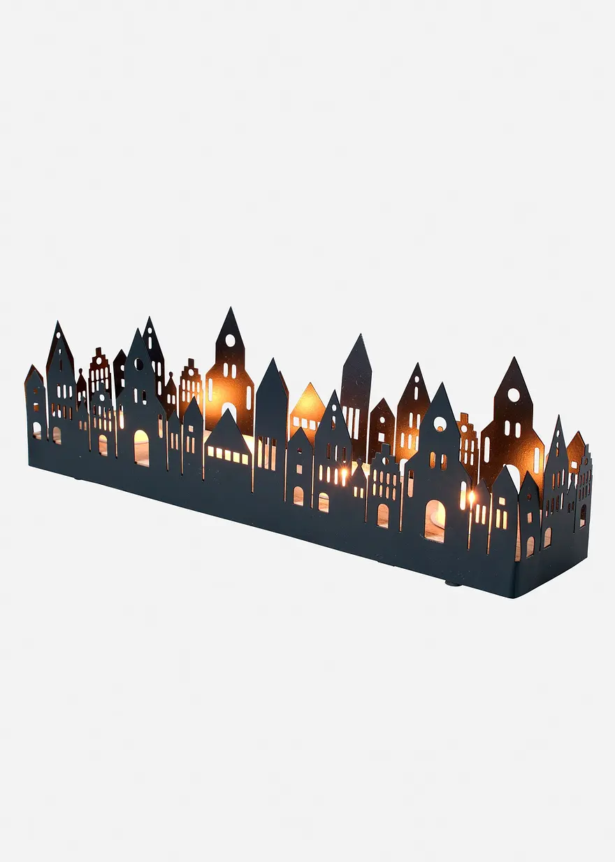 Kerzenhalter mit Skyline Design in schwarz - bonprix Kerzenhalter mit Skyline Design in schwarz - bonprix