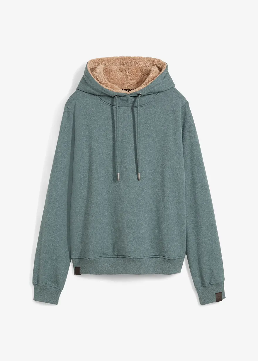 Kapuzensweatshirt aus Baumwoll-Mix und Teddy-Futter in grün von vorne - bonprix Kapuzensweatshirt aus Baumwoll-Mix und Teddy-Futter in grün von vorne - bonprix