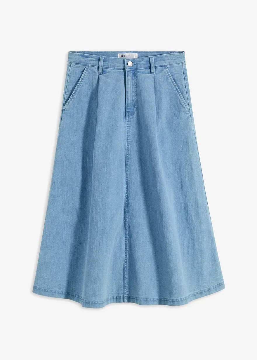 Jeansrock in Midi-Länge in blau von vorne - bonprix Jeansrock in Midi-Länge in blau von vorne - bonprix