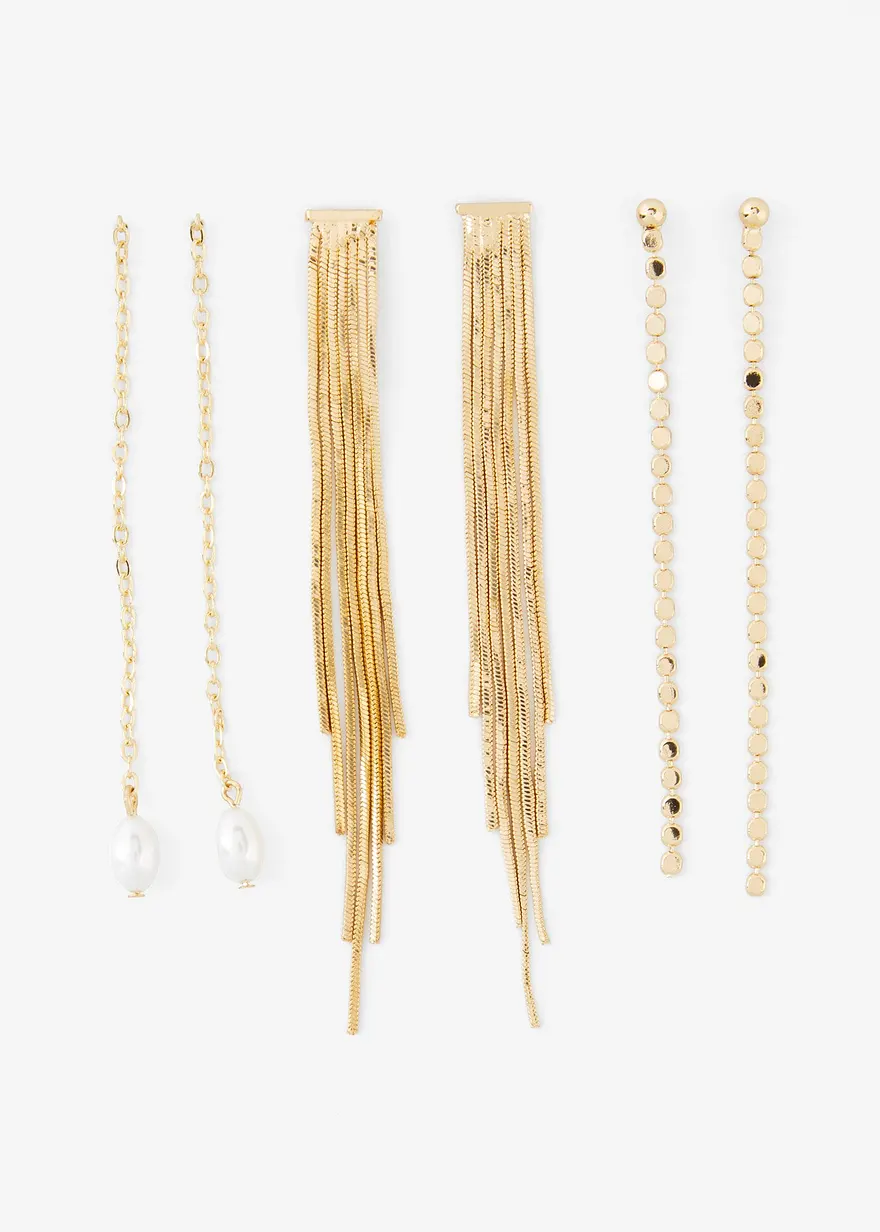 Ohrstecker (6-tlg. Set) in gold von vorne - bonprix Ohrstecker (6-tlg. Set) in gold von vorne - bonprix