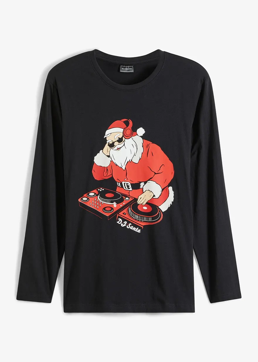 Langarmshirt mit Weihnachtsmotiv in schwarz von vorne - bonprix Langarmshirt mit Weihnachtsmotiv in schwarz von vorne - bonprix