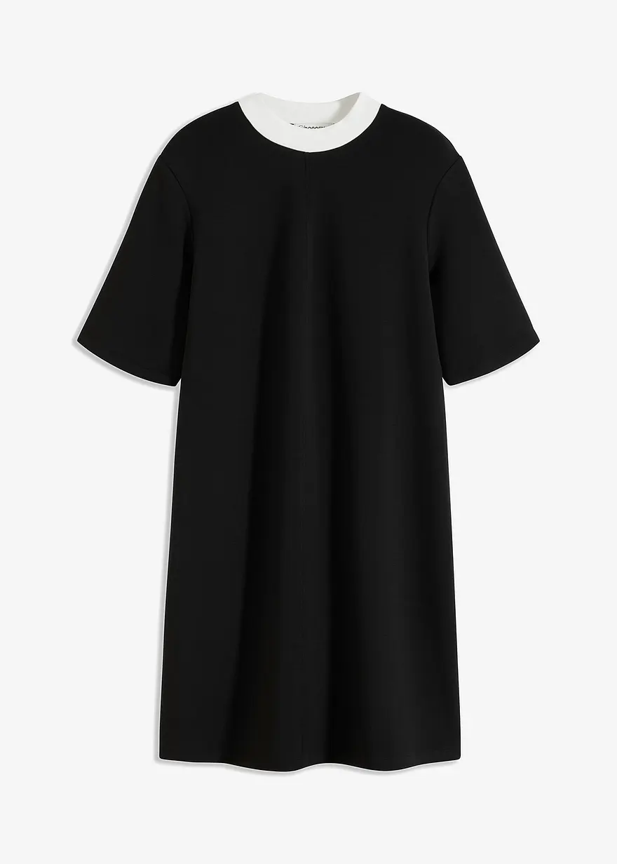 Scuba-Minikleid mit abgesetztem Turtleneck aus Viskose-Mix in schwarz von vorne - bonprix Scuba-Minikleid mit abgesetztem Turtleneck aus Viskose-Mix in schwarz von vorne - bonprix