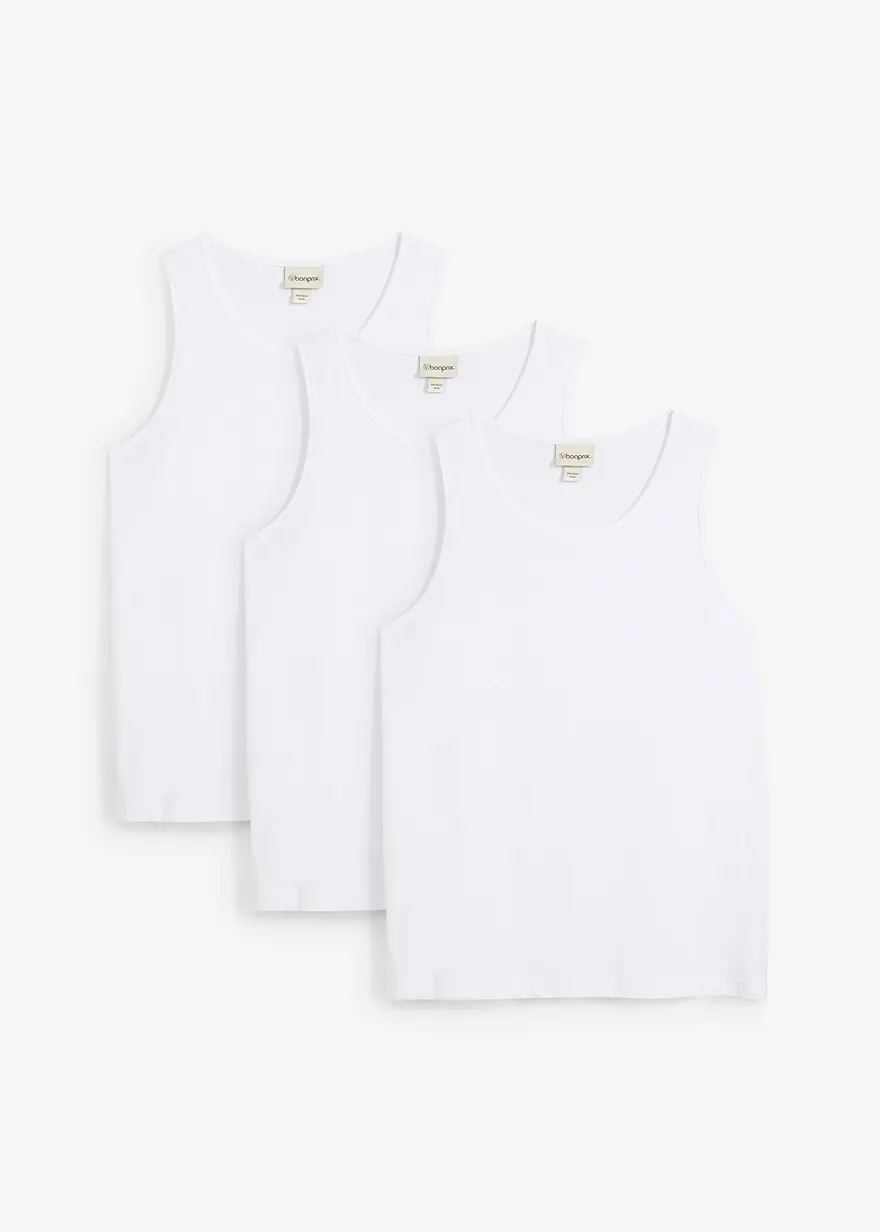 Tanktop (3er Pack) in weiß von vorne - bonprix Tanktop (3er Pack) in weiß von vorne - bonprix
