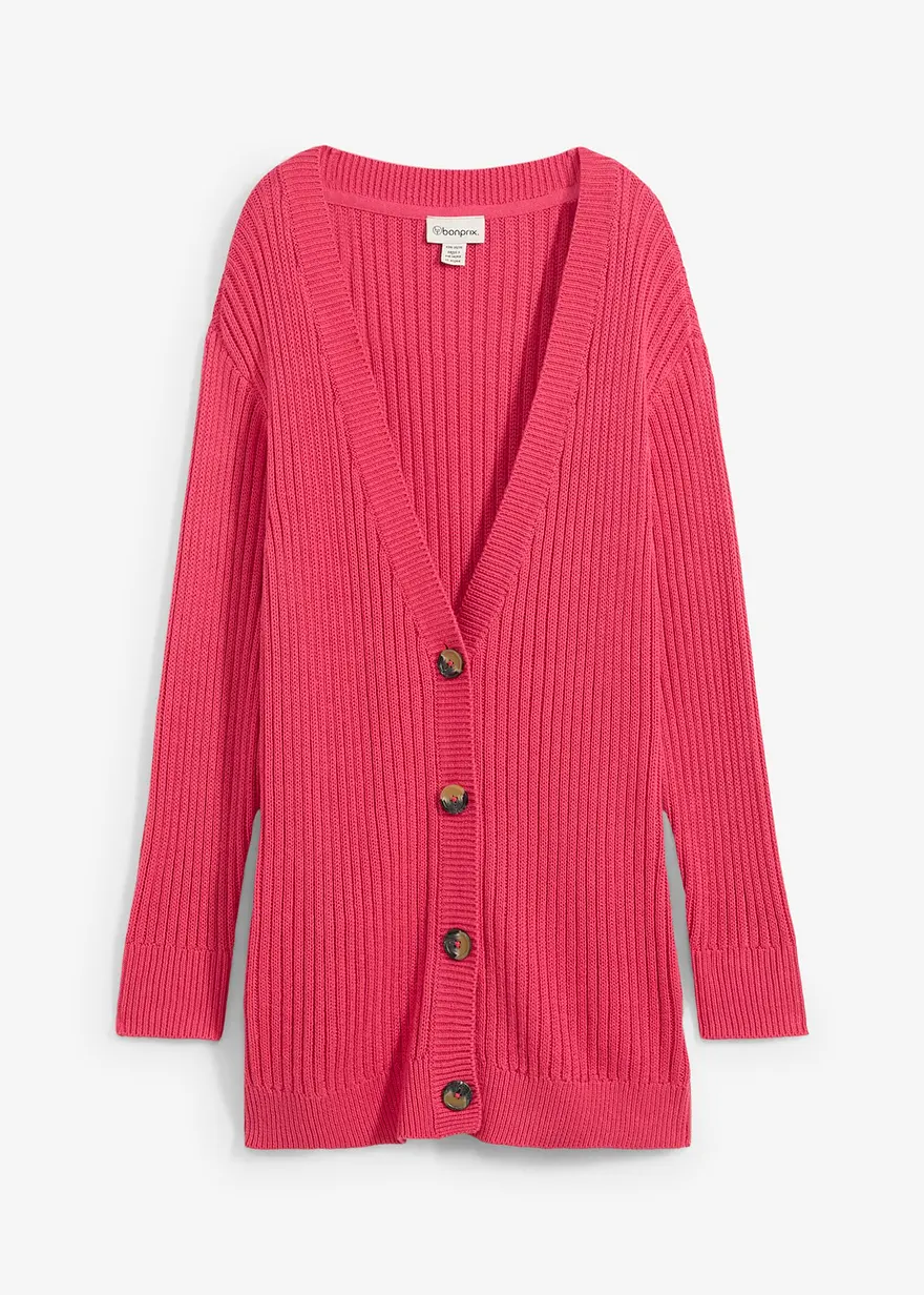 Strickjacke aus Rippstrick in pink von vorne - bonprix Strickjacke aus Rippstrick in pink von vorne - bonprix