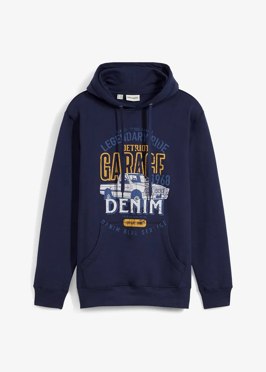 Kapuzensweatshirt aus Bio-Baumwolle in blau von vorne - bonprix Kapuzensweatshirt aus Bio-Baumwolle in blau von vorne - bonprix
