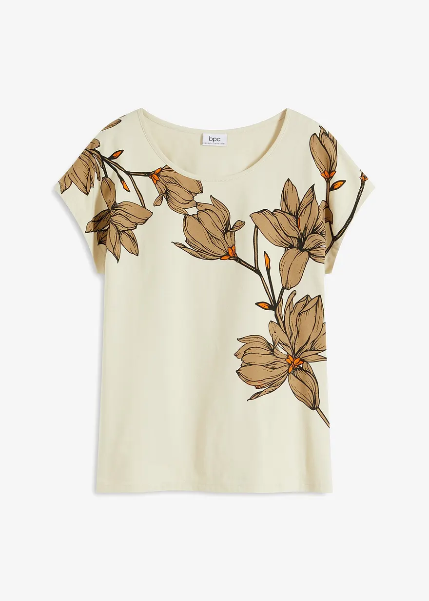 Shirt mit Blütenprint aus Bio-Baumwolle in beige von vorne - bonprix Shirt mit Blütenprint aus Bio-Baumwolle in beige von vorne - bonprix