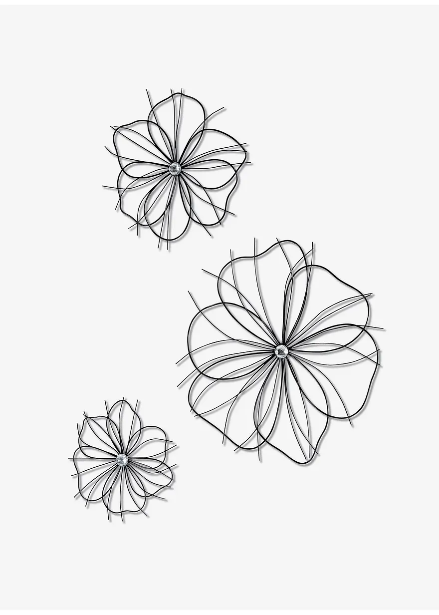 Wanddeko in Blumen-Form (3-tlg.Set) in schwarz - bonprix Wanddeko in Blumen-Form (3-tlg.Set) in schwarz - bonprix