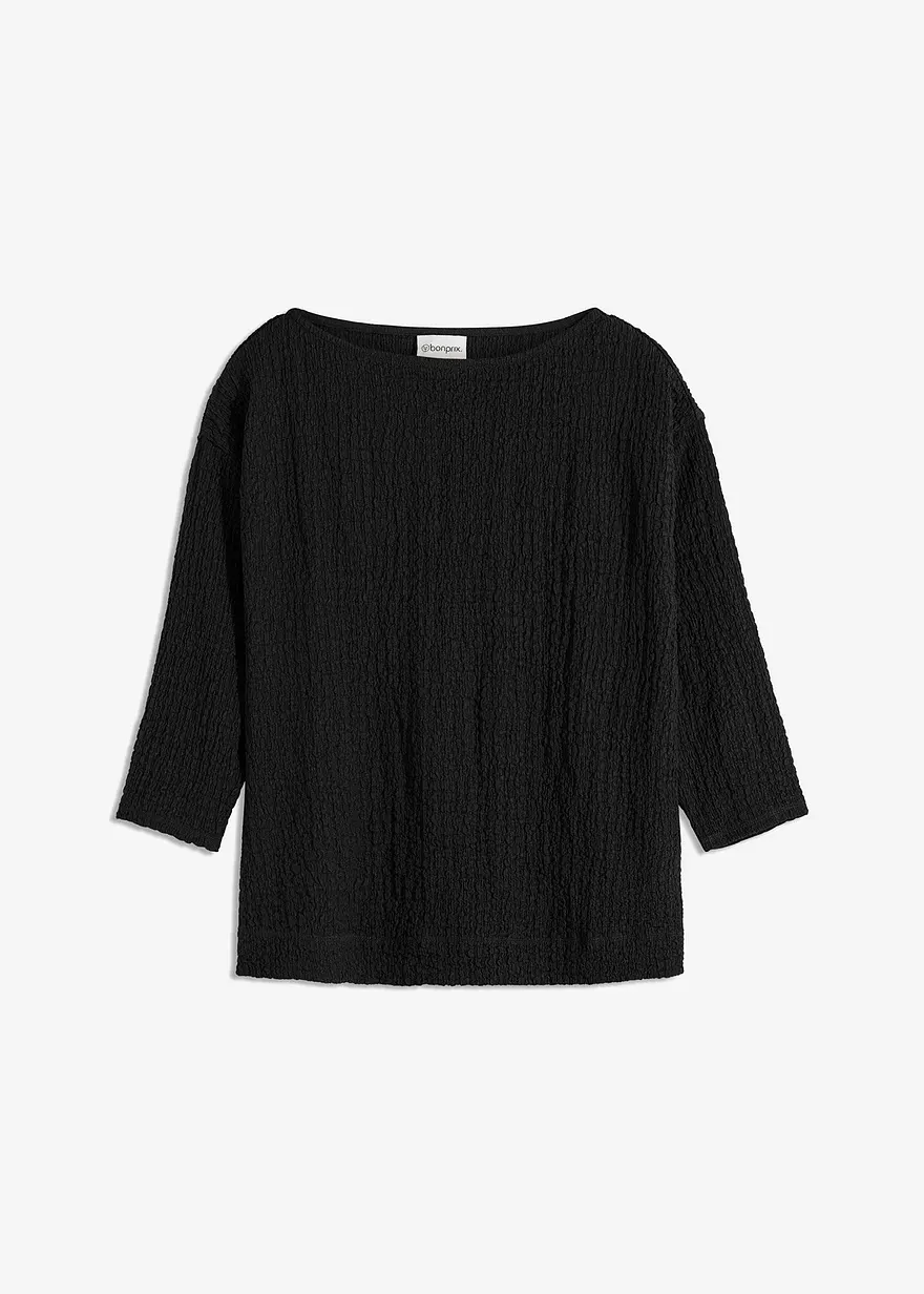 Shirt mit Struktur in schwarz von vorne - bonprix Shirt mit Struktur in schwarz von vorne - bonprix