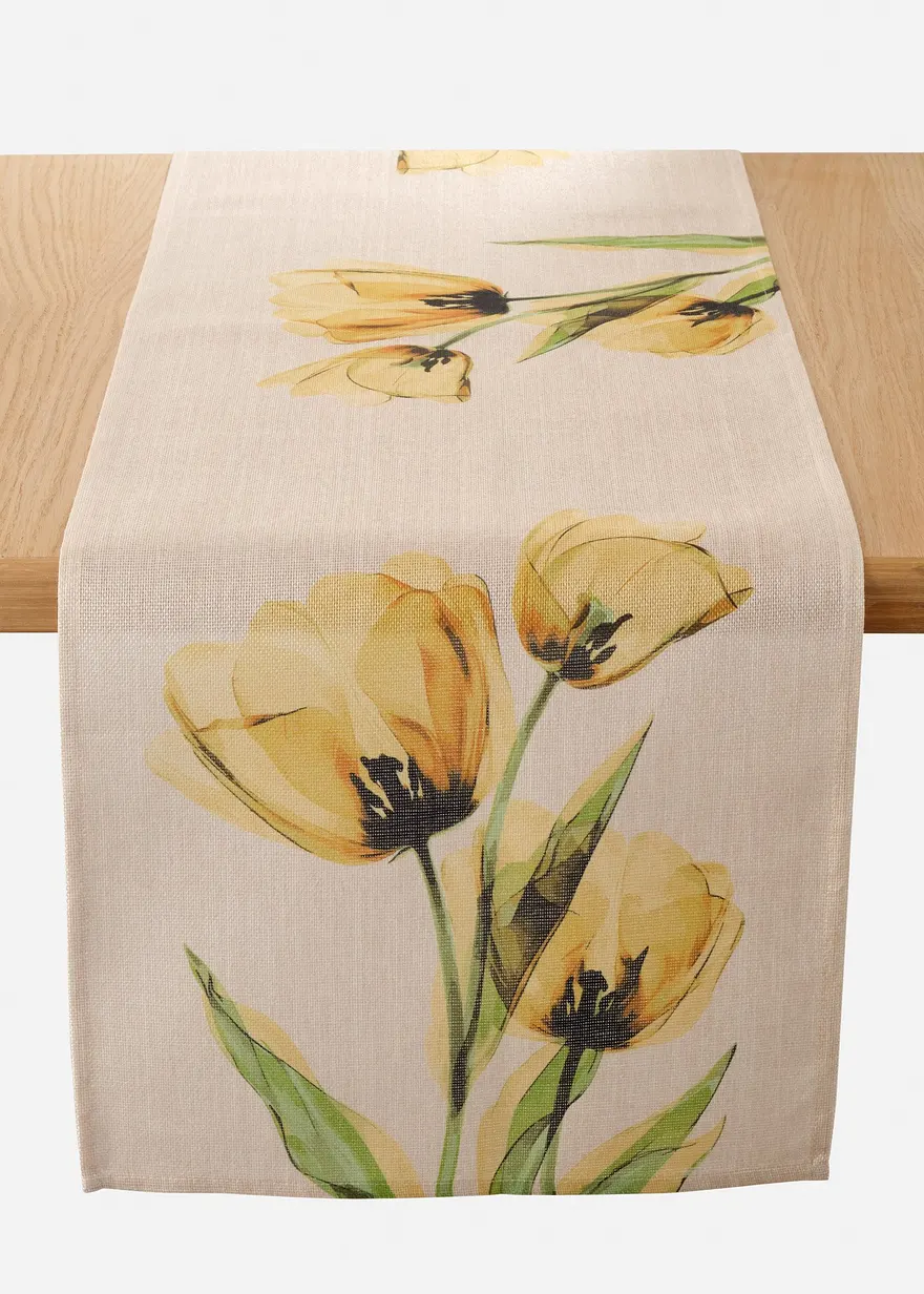 Tischläufer mit Tulpen Druck in gelb von vorne - bonprix Tischläufer mit Tulpen Druck in gelb von vorne - bonprix