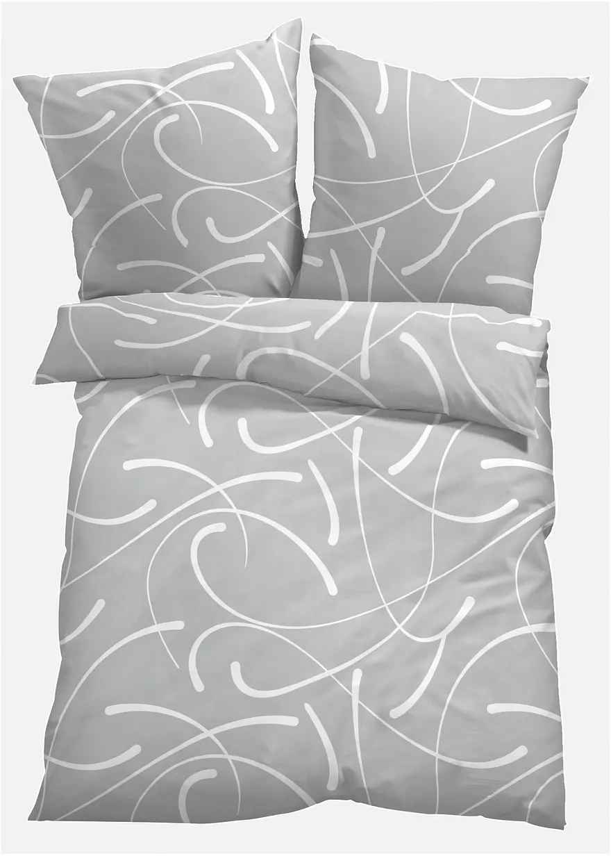 Bettwäsche mit grafischem Design in grau - bonprix Bettwäsche mit grafischem Design in grau - bonprix