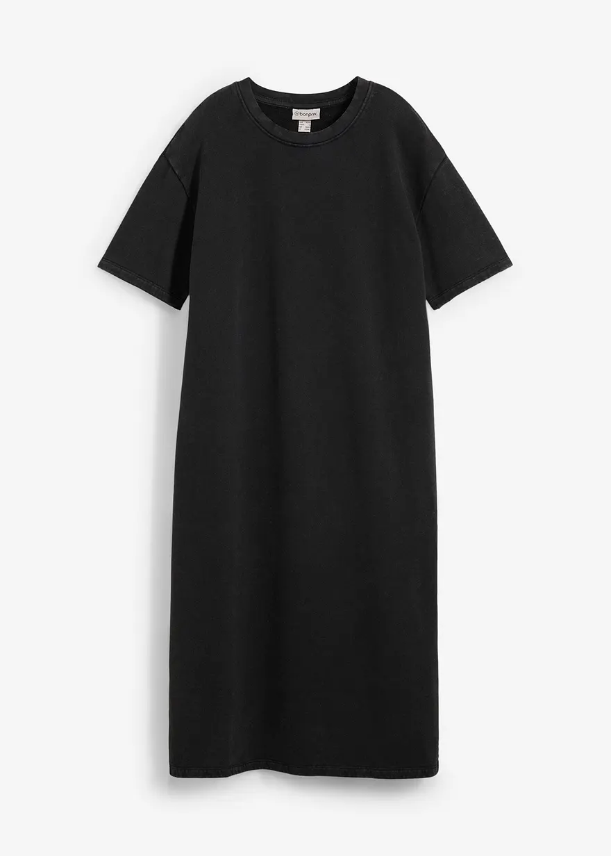 Sweat-Kleid aus reiner Bio-Baumwolle in schwarz von vorne - bonprix Sweat-Kleid aus reiner Bio-Baumwolle in schwarz von vorne - bonprix