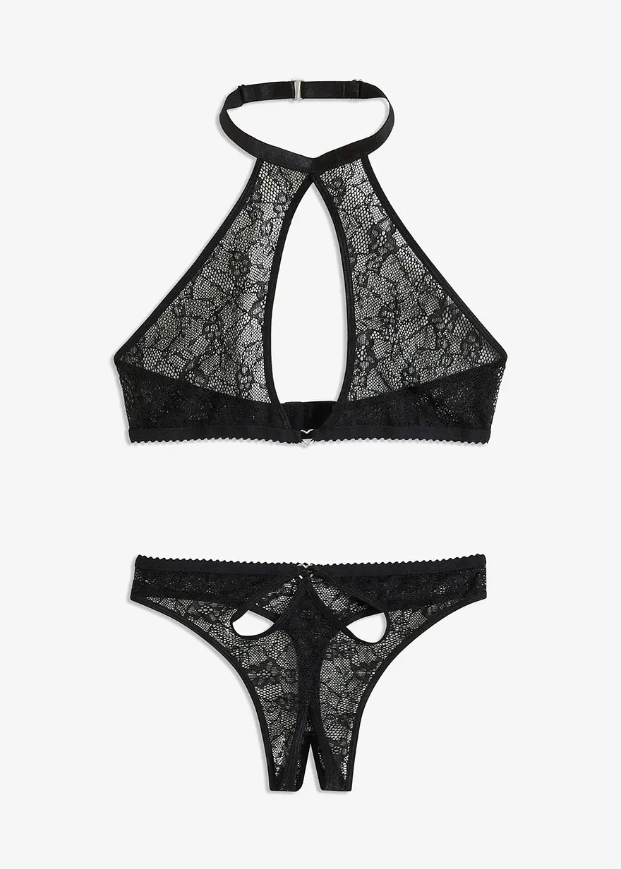 Bralette und String ouvert (2-tlg.Set) in schwarz von vorne - VENUS Bralette und String ouvert (2-tlg.Set) in schwarz von vorne - VENUS