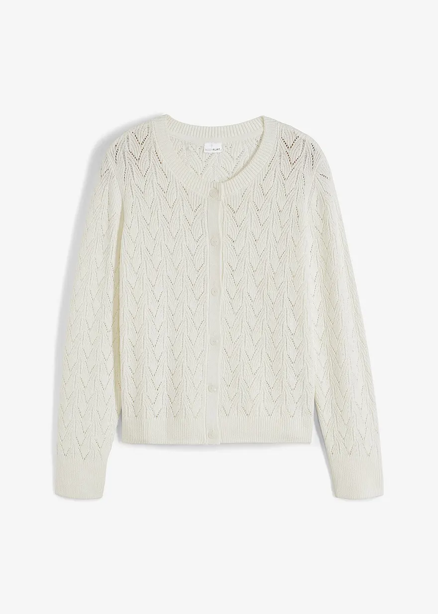 Strickjacke in weiß von vorne - bonprix Strickjacke in weiß von vorne - bonprix