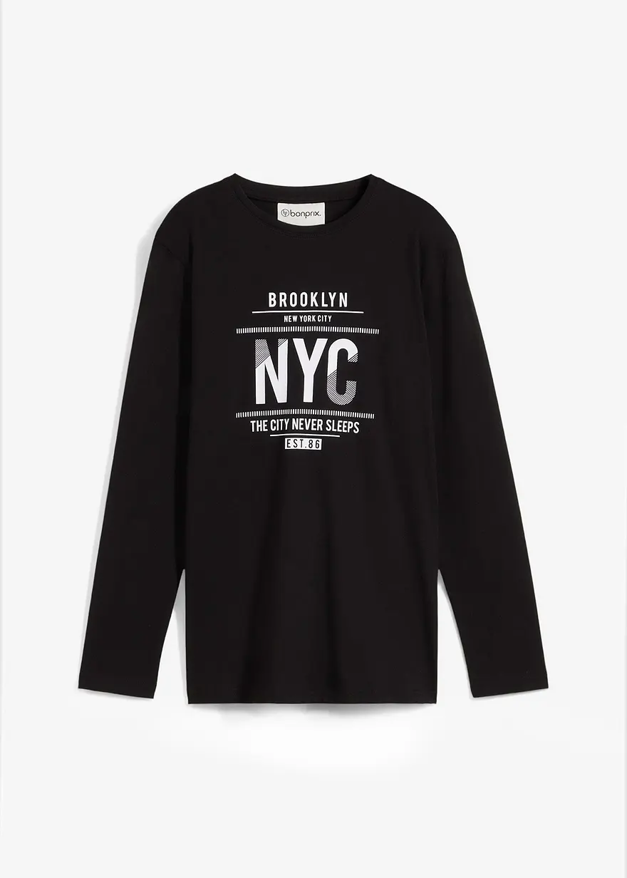 Langarmshirt aus reiner Bio-Baumwolle in schwarz von vorne - bonprix Langarmshirt aus reiner Bio-Baumwolle in schwarz von vorne - bonprix