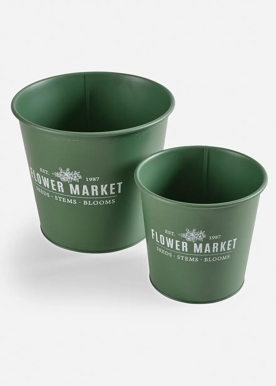 Pflanztöpfe rund (2-tlg. Set) in grün von vorne - bonprix Pflanztöpfe rund (2-tlg. Set) in grün von vorne - bonprix