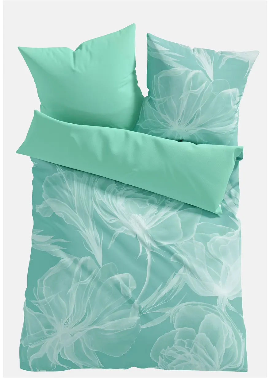 Wendebettwäsche mit floralem Design in blau von vorne - bonprix Wendebettwäsche mit floralem Design in blau von vorne - bonprix