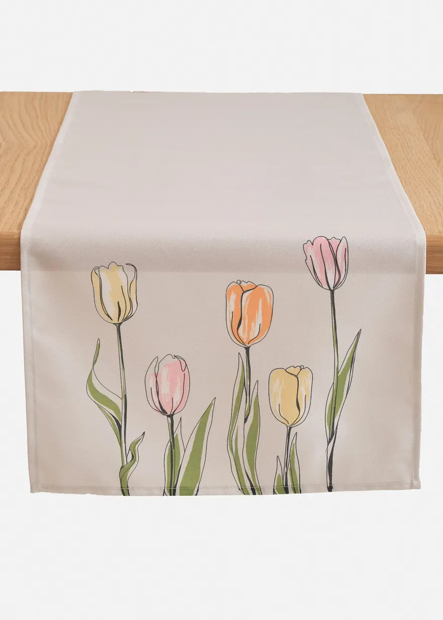 Tischläufer mit Blumen Druck in beige von vorne - bonprix Tischläufer mit Blumen Druck in beige von vorne - bonprix