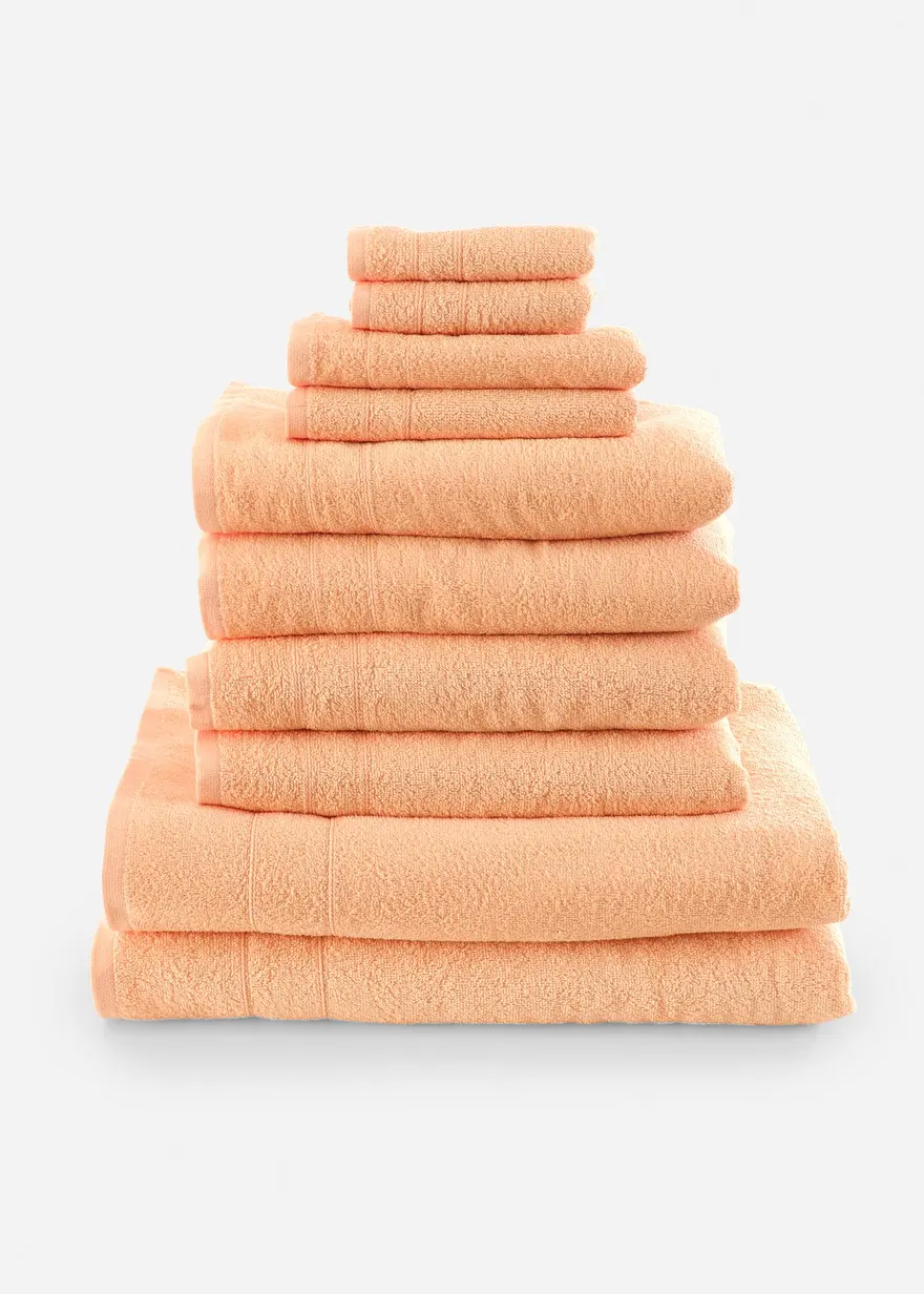 Handtuch Set (10-tlg. Set) in orange von vorne - bonprix Handtuch Set (10-tlg. Set) in orange von vorne - bonprix