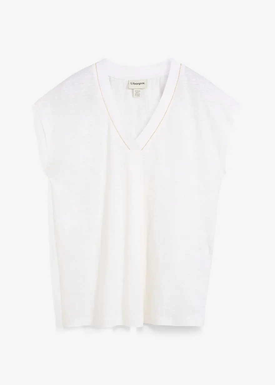 T-Shirt aus reinem Leinen in weiß von vorne - bonprix T-Shirt aus reinem Leinen in weiß von vorne - bonprix