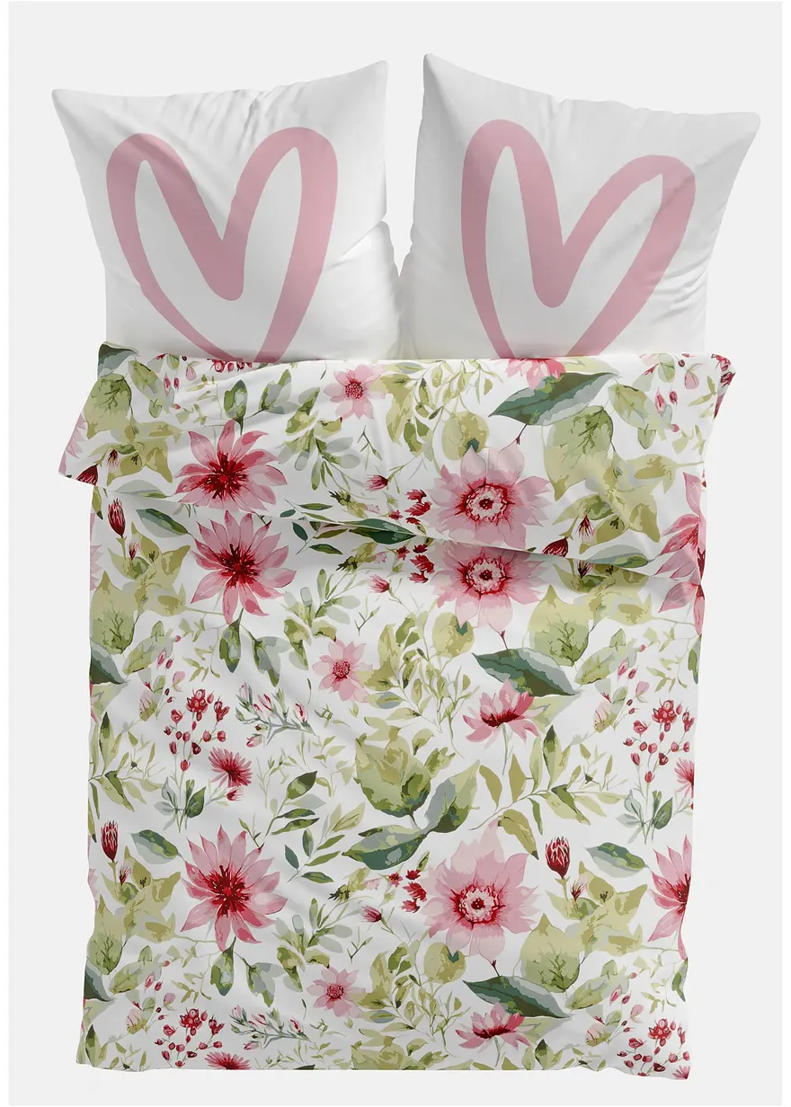 Bettwäsche mit floralem Design in grün von vorne - bonprix Bettwäsche mit floralem Design in grün von vorne - bonprix